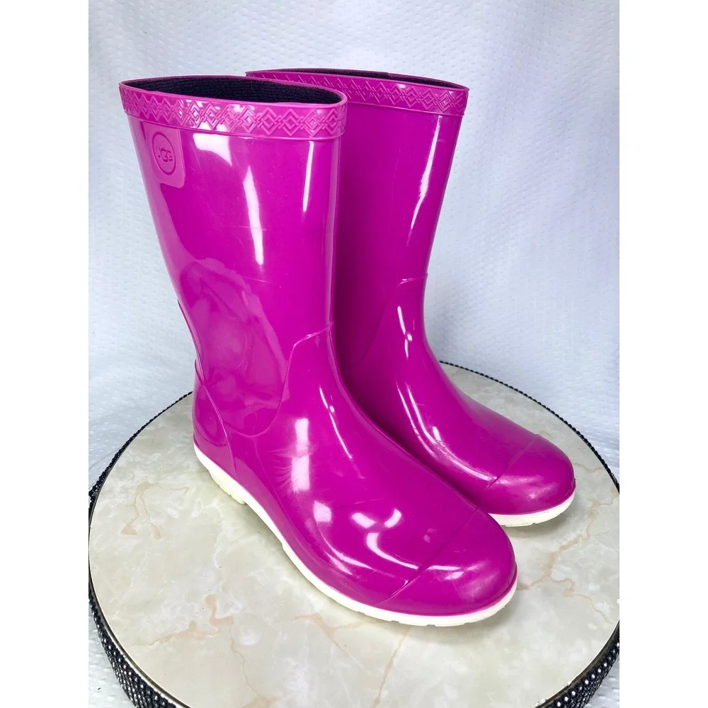 UGG Ranna Waterproof Mid Calf Rain Boots Womens 8 Girls 6 Pink Rubber Outdoor